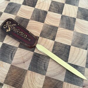 Vintage Letter Opener with Floral and Bow Resin Handle Taiwan